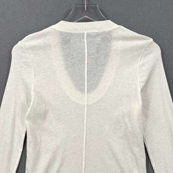 ENZA COSTA Cashmere Easy Cuffed U Neck Long Sleeve Top Womens Small Cream NEW - Picture 7 of 16